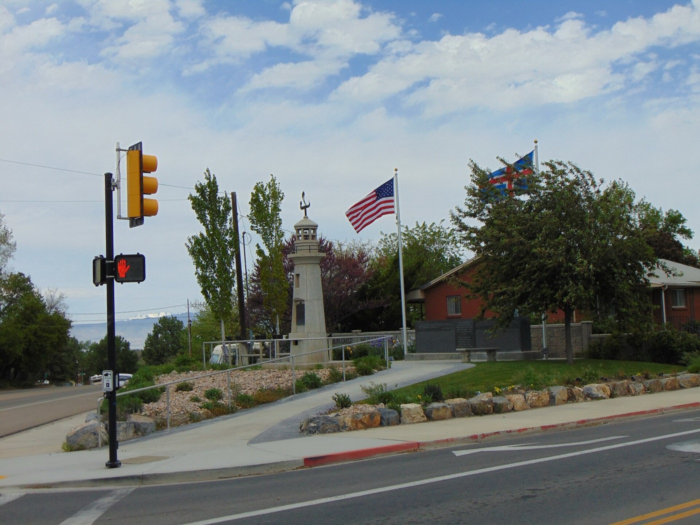 Icelandic Monument with lighthouse-style tower at East Canyon Road and 800 East in Spanish Fork, Utah