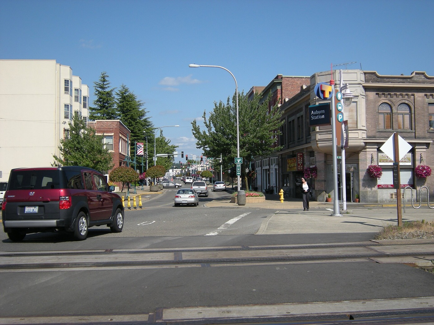 Main Street in downtown Auburn looking east from the Sounder commuter rail station