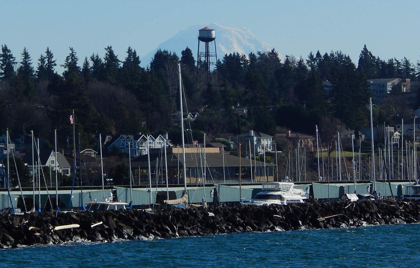 View of Des Moines, Washington, from the marina fishing pier