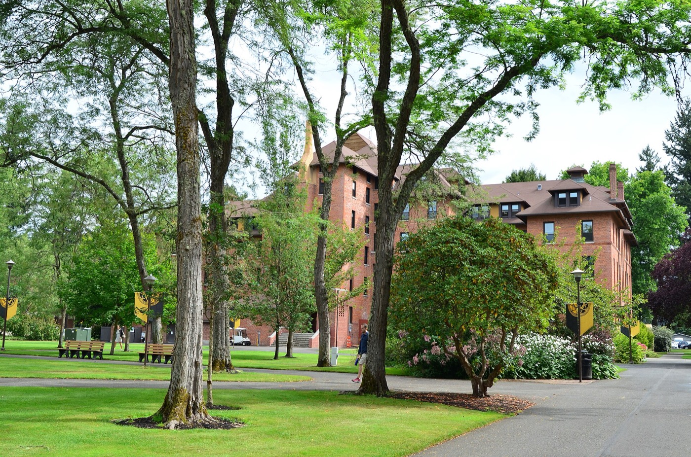 Brick Harstad Hall on the Pacific Lutheran University campus in Parkland