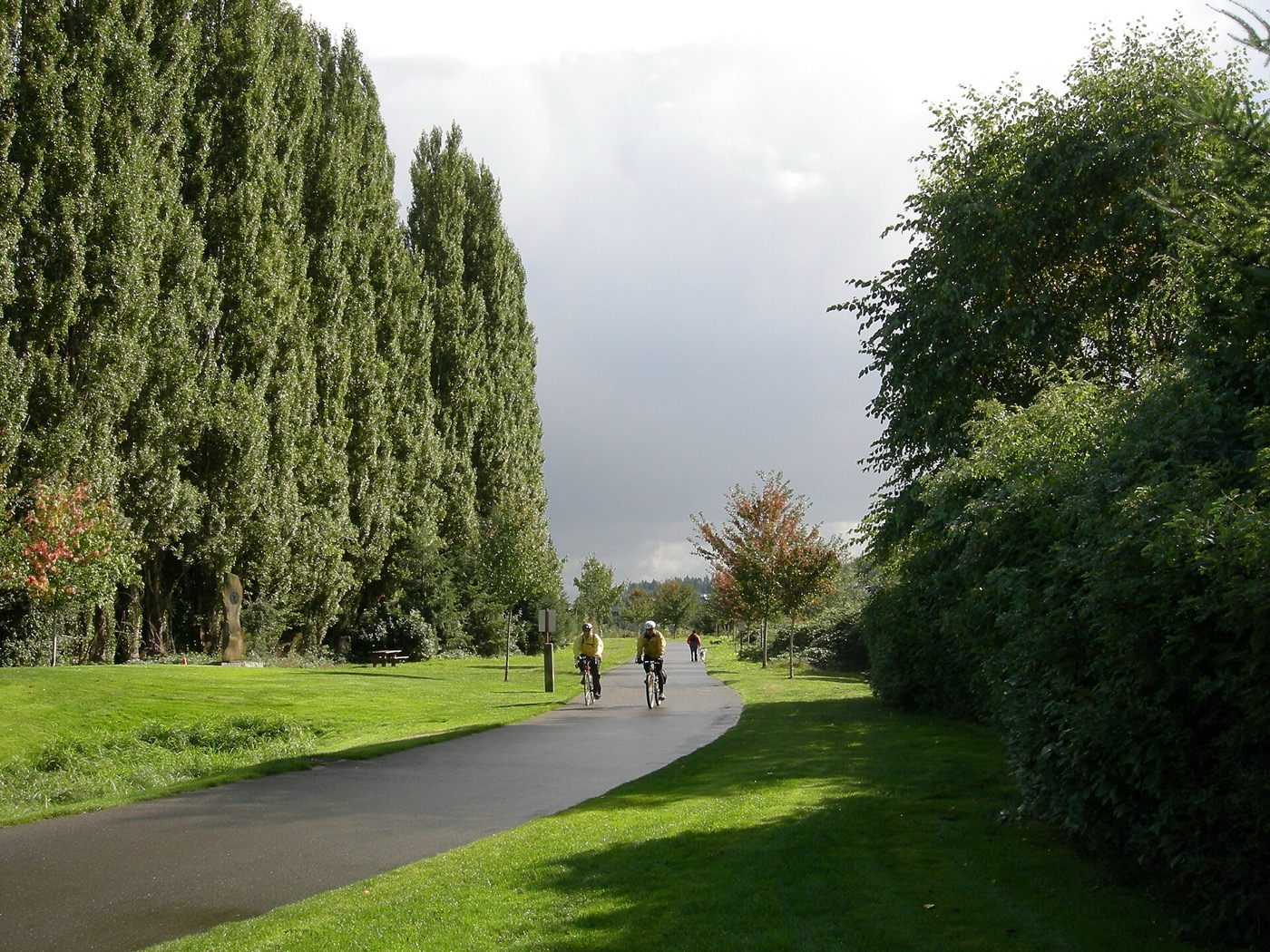 Paved Sammamish River Trail passing through Woodinville