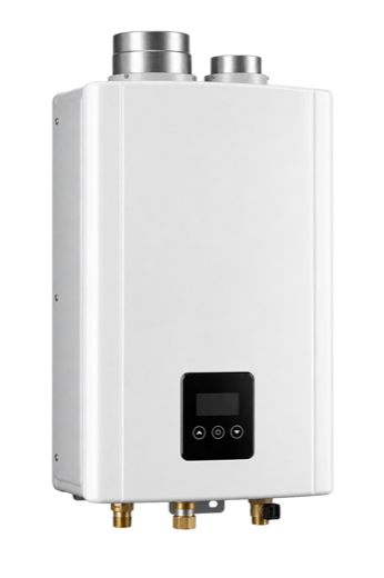 Compact gas tankless water heater illustration